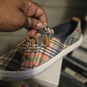Sperry Women's Checkered Sneakers - Blue and Tan
